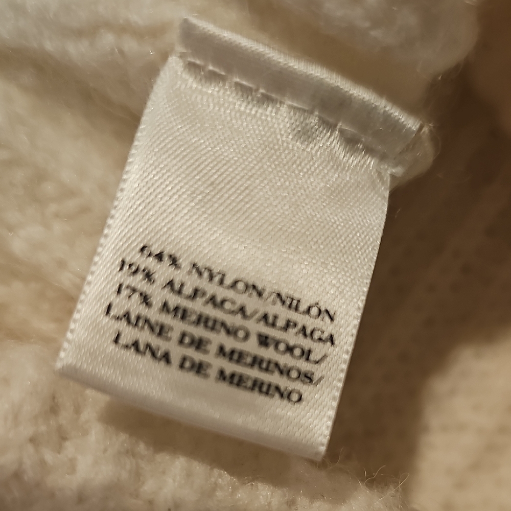 Ann Taylor Alpaca Merino Wool Blend Cream Knit Sweater Womans Medium - Picture 4 of 9